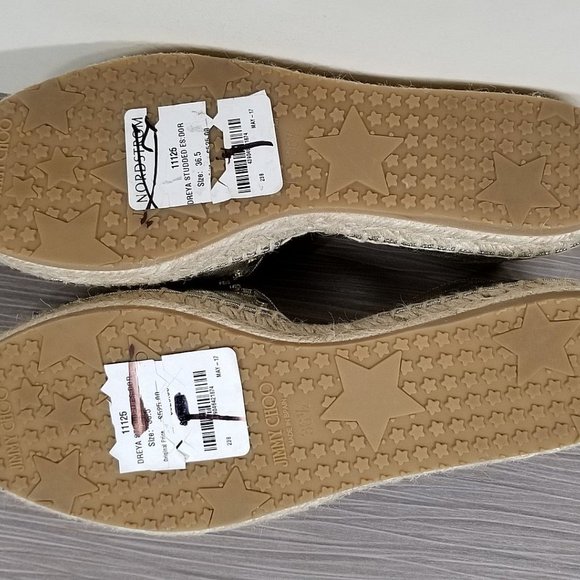 Jimmy Choo Dreya Studded d'Orsay Espadrille Flat, Gold, Womens Size 6.5 / 36.5 - Picture 9 of 11